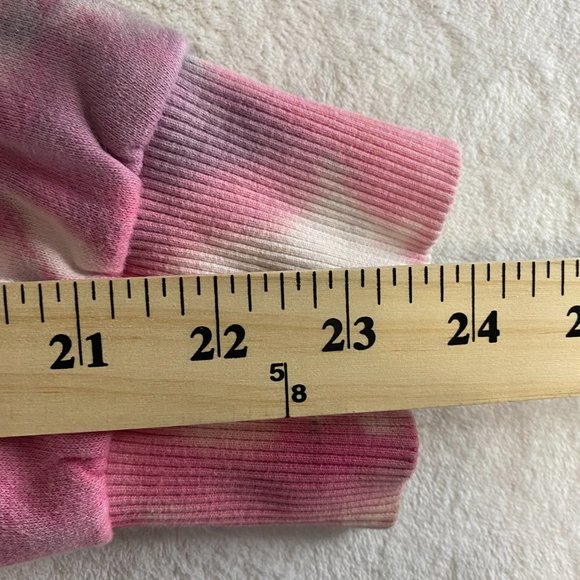 Womens PINK Tie Die Dickies Zip Up Hoodie Heavyweight Embroidered Patch Size XL - Picture 9 of 9